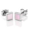 925 Sterling Silver Pink Mother of Pearl Shell Tiny Inlay Square Post Stud Earrings 5 mm Jewelry for Women, Teens, Girls - Nickel Free