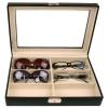 Eyeglasses Sunglasses Storage Case Leather Box Organizer for 6 Glasses