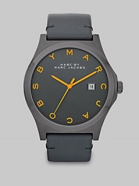 Marc Jacobs Henry Charcoal Dial Black Leather Unisex Watch MBM1216