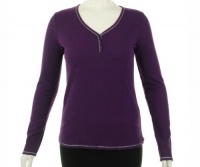 Alfani Waffle V-Neck Shirt Plum M