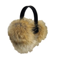 Surell Accessories Coyote Fur Earmuffs on Velvet Band. One Size. Natural.