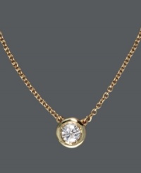 Sparkle that blends effortlessly with any look. Add subtle shine in Trio by Effy Collection's stunning pendant necklace. A bezel-set, round-cut diamond (1/5 ct. t.w.) shines in a 14k gold setting. Approximate length: 18 inches. Approximate drop: 1/4 inch.