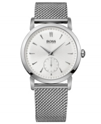 The subtle look of mesh provides grace to this handsome dress watch from Hugo Boss.