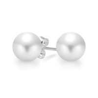 Bling Jewelry Tahitian Style Sea Shell White Pearl Ball Stud Earrings 12mm