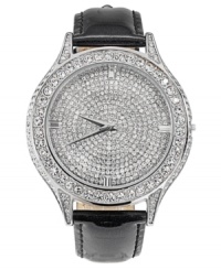 Go big and flashy with the allover shimmer of this dress timepiece from Carolee. With swirling rows of crystal accents, you'll be mesmerized by the passage of time.