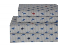 Tommy Hilfiger Pillow Case and Print Sheet Set, Queen, Shark Attack Blue