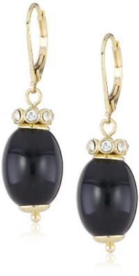 Anne Klein Alder Gold-Tone Topaz Black and Crystal Lever Back Drop Earrings