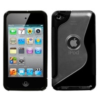 MYBAT Unique Transparent S Shape Protective Case for iPod touch 4G (Solid Black)