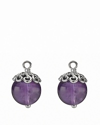 Smooth amethyst spheres with decorative silver caps add personalized style to your PANDORA french wire and hoop earrings.