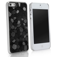 BoxWave LuxePave iPhone 5 Case - Hybrid Hard Plastic Mosaic Pattern Girly Case Cover with Shimmer Shiny Mosaic Design - Apple iPhone 5 Cases and Covers (Black Diamond)