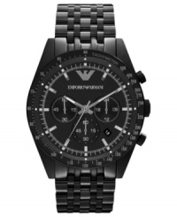 A luxury timepiece from Emporio Armani blacked out for modern sophistication.