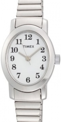 Timex Women's T2M569 Cavatina Silver-Tone Case Expansion Band White Dial Watch