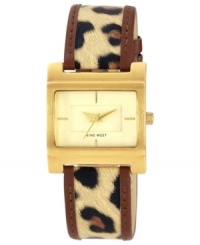 Add a little creature comfort to your day with this animal print watch from Nine West.