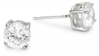 CZ by Kenneth Jay Lane Classic Cubic Zirconia Rhodium-Plated Sterling Silver Round Stud Earrings , 3.0 cttw