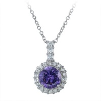 7MM 2CT. Purple Fashion Pendant In Sterling Silver With 18 Chain