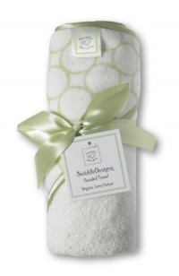 SwaddleDesigns Organic Cotton Terry Velour Hooded Towel, Kiwi