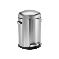 simplehuman Round Retro Step Trash Can, Fingerprint-Proof Brushed Stainless Steel, 4-1/2-Liter /1.2-Gallon