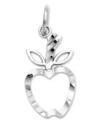 The perfect gift from the teacher's pet! A shiny apple will make his or her day. Crafted in 14k white gold with a diamond-cut design. Chain not included. Approximate length: 4/5 inch. Approximate width: 2/5 inch.