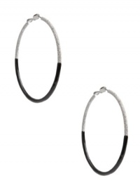 GUESS Black And Silver-Tone Hoop Earrings, SILVER