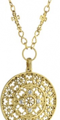 The Vatican Library Collection Gold-Tone Crystal Round Pendant Necklace, 22