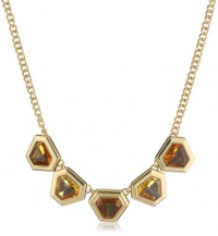 Anne Klein Bernal Heights Gold-Tone Topaz Toned Acrylic Stone Necklace