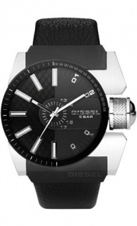 Diesel Leather Black Strap Black Dial Men's watch #DZ1374