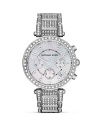 The style set covet Michael Kors' gorgeously-styled timepieces, and this stainless steel version is one to watch. Embellished with crystals and a Mother-of-Pearl face, it's sure to catch eyes.