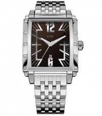 RSW Men's 9220.BS.S0.9.D0 Hampstead Rectangular Brown Dial Stainless Steel Diamond Watch