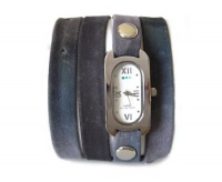 La Mer Collections - Soho Denim Tye Dye Leather Wrap Watch