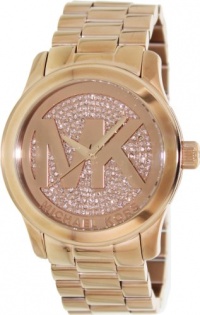 Michael Kors Oversized Rose Golden Runway 3-Hand Glitz Women's watch #MK5661