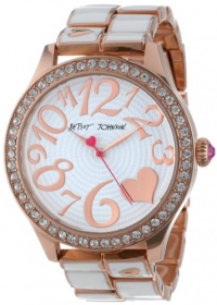 Betsey Johnson Women's BJ00198-03  Analog Rose Gold and White Strap Watch