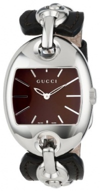 Gucci Women's YA121310 Marina Chain Medium Steel and Camel Leather Bangle Watch