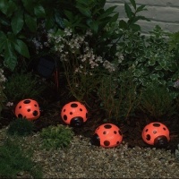 Smart Solar/Smart Solar 3656MRM4 Ladybug Solar Light Set. 4 pack. Red