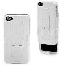 Aduro Shell Holster Combo Case for Apple iPhone 4, 4S, 4G with Kick-Stand (At&t, Verizon & Sprint) Whit