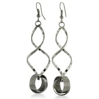 EGG BEATER W/ WED BD BLK Antique Finish Spiral Dangle Earrings with Coil Accent