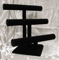 Black Velvet Bracelet T-Bar 3 Tier Jewelry Display NEW