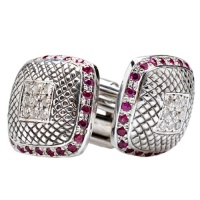 Palladium Diamond and Ruby Cufflinks