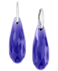 Purple plays a striking part in Swarovski's Pure drop earrings. Crafted from rhodium-plated mixed metal, a purple crystal dangles and dazzles. Approximate drop: 1-3/5 inches.