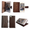 Bear Motion Luxury Genuine Top Lambskin Leather Case for iPhone 5 - Brown