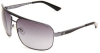 Armani Exchange Men's AX240/S Aviator Sunglasses,Ruthenium Black Frame/Gray Shaded Lens,One Size