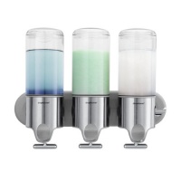 simplehuman Stainless Steel Wall-Mount Pumps, Triple Shampoo & Soap Dispenser