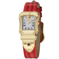 Fendi B. Fendi Ladies Red Leather Strap Yellow Gold Plated Watch F373247