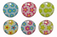 3D Semi-circular Mini Small Flowers 6 Pieces Home Button Stickers for iPhone 5 4/4s 3GS 3G, iPad 2, iPad Mini, iTouch Red Blue Green Yellow