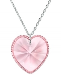 Express your affection for someone special with this sweet, romantic design. Swarovki's Reverie pendant features a perfectly-faceted light rose crystal pendant wrapped in a delicate Pointiage edging. Crafted in silver tone mixed metal. Approximate length: 15 inches. Approximate drop: 3/4 inch.