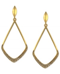 Airy elegance. This pair of drop earrings from Vince Camuto is crafted from gold-tone mixed metal with crystal accents adding a sparkling touch. Approximate drop: 1-1/4 inches.