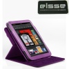 Elsse Premium Rotational Folio Case for Kindle-Fire Cover - Purple Rotational