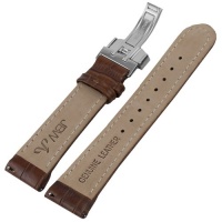 JBW JB-20MMSILV-BRN 20-mm Genuine Brown Crocodile Pattern Butterfly Buckle Leather Band Watch Strap