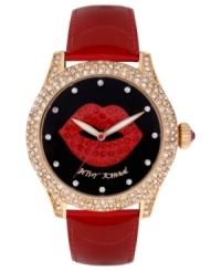 Seal your look with a kiss with this alluring watch from Betsey Johnson.