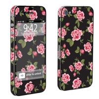 Apple iPhone 4 or 4s Full Body Decal Vinyl Skin - Black Rose Garden By SkinGuardz