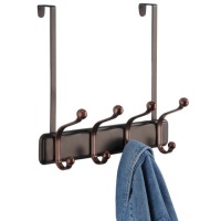 InterDesign York Lyra Over The Door Rack, 4-Hooks, Split Bronze